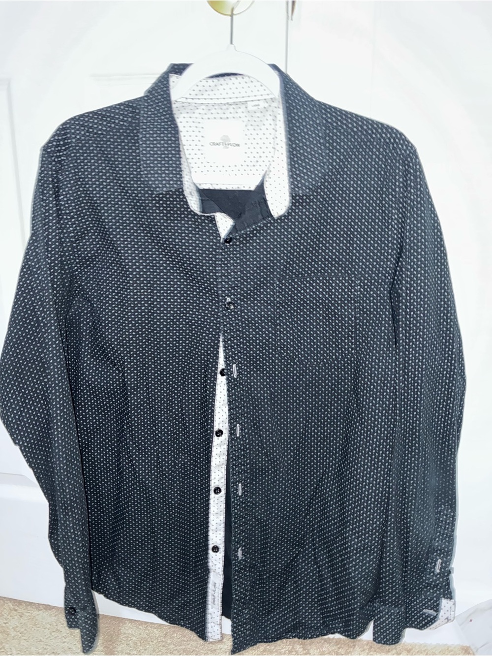 Craft & Arena Men’s Black Microdot Button-Down Shirt